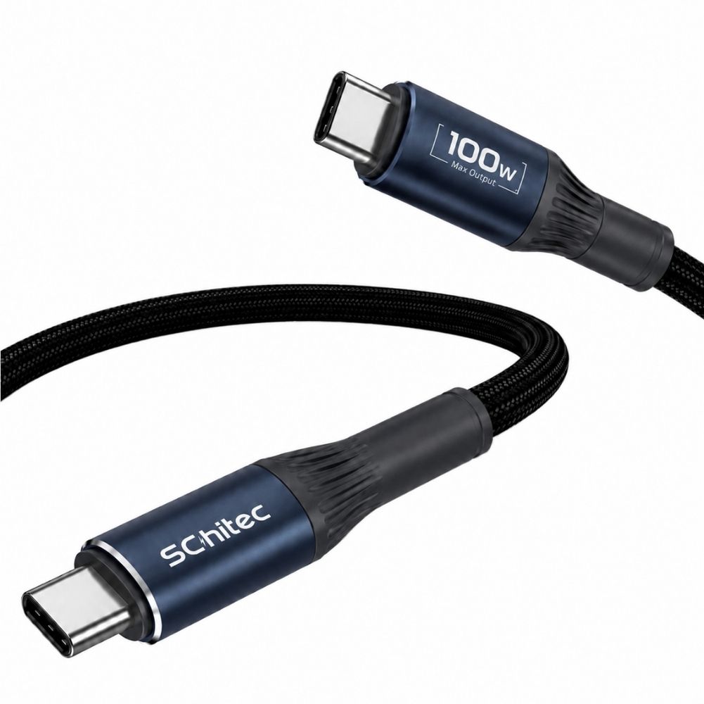 SChitec 100W Type-C to Type-C Süper Hızlı Data ve Şarj Kablosu Siyah 2 Metre HG/C-25100W2M