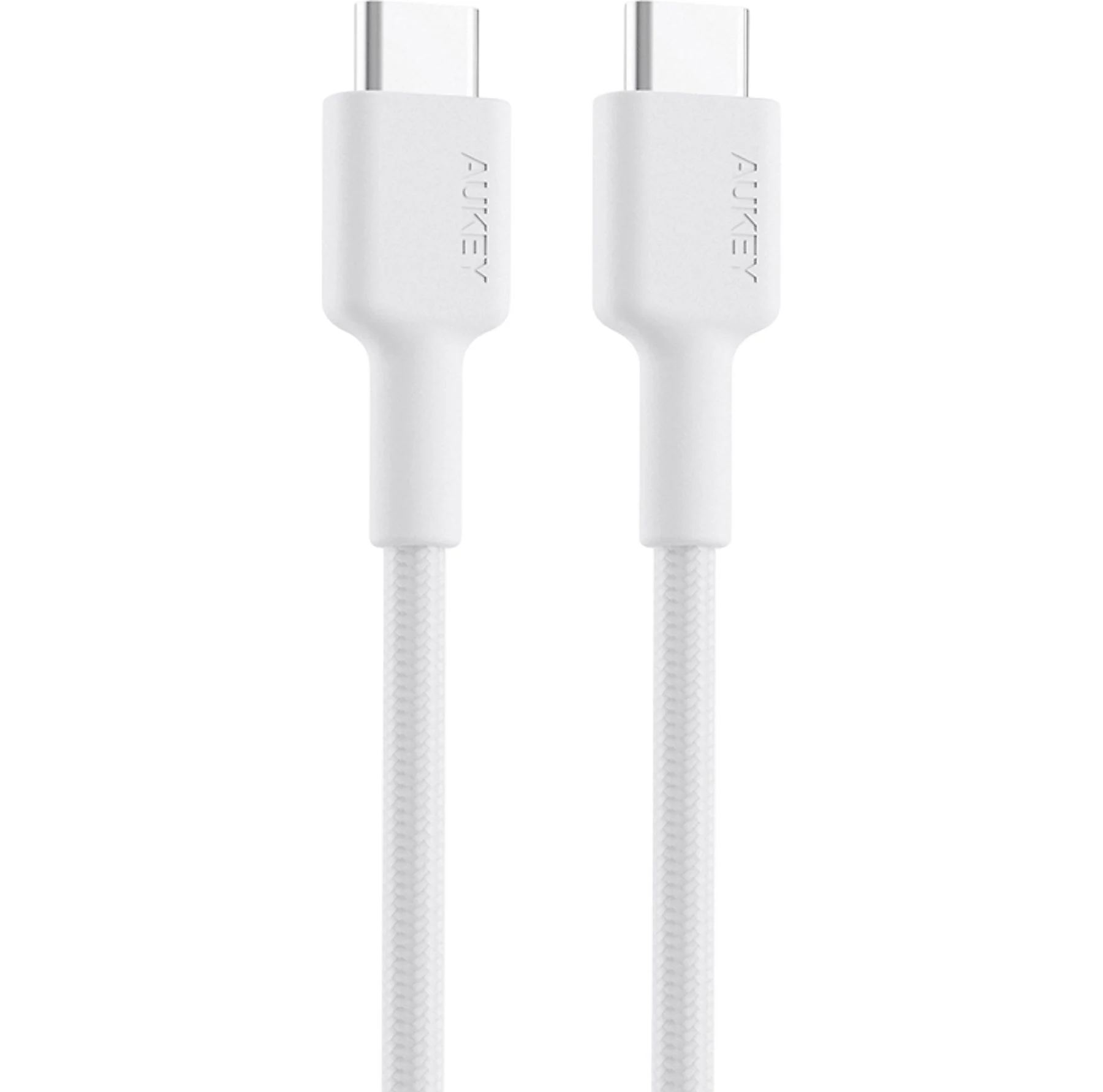 AUKEY CB-CD45-BK PD Naylon Örgülü Type-C Type-C Şarj Kablosu 0.9M Beyaz