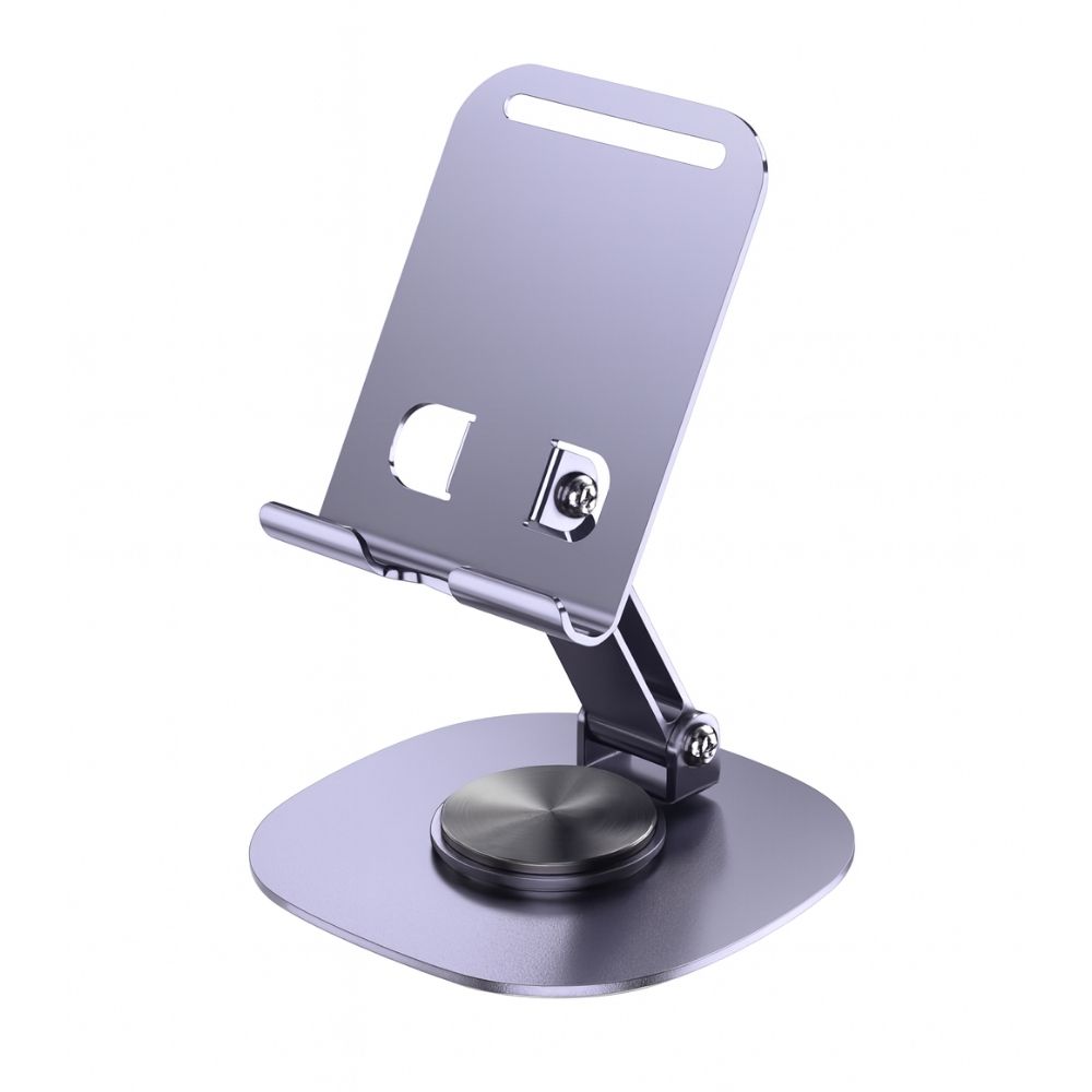 Schitec 360° Dönebilen Masa Üzeri Metal Telefon ve Tablet Tutucu Stand Gri YK810
